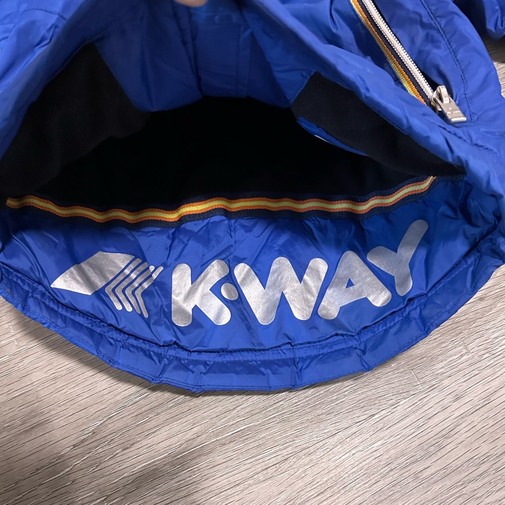 K-way blue kids rain jacket 4T windbreaker packable waterproof outdoor spring - Picture 6 of 8
